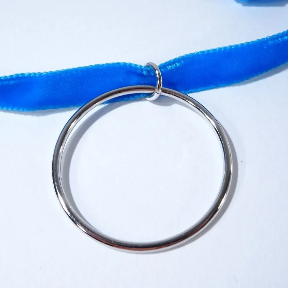 Joomi Lim Velvet Choker Hoop Pendant Blue NWOT 75